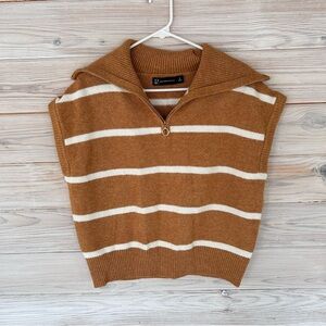 New York & Company Tan and Cream Knit Vest